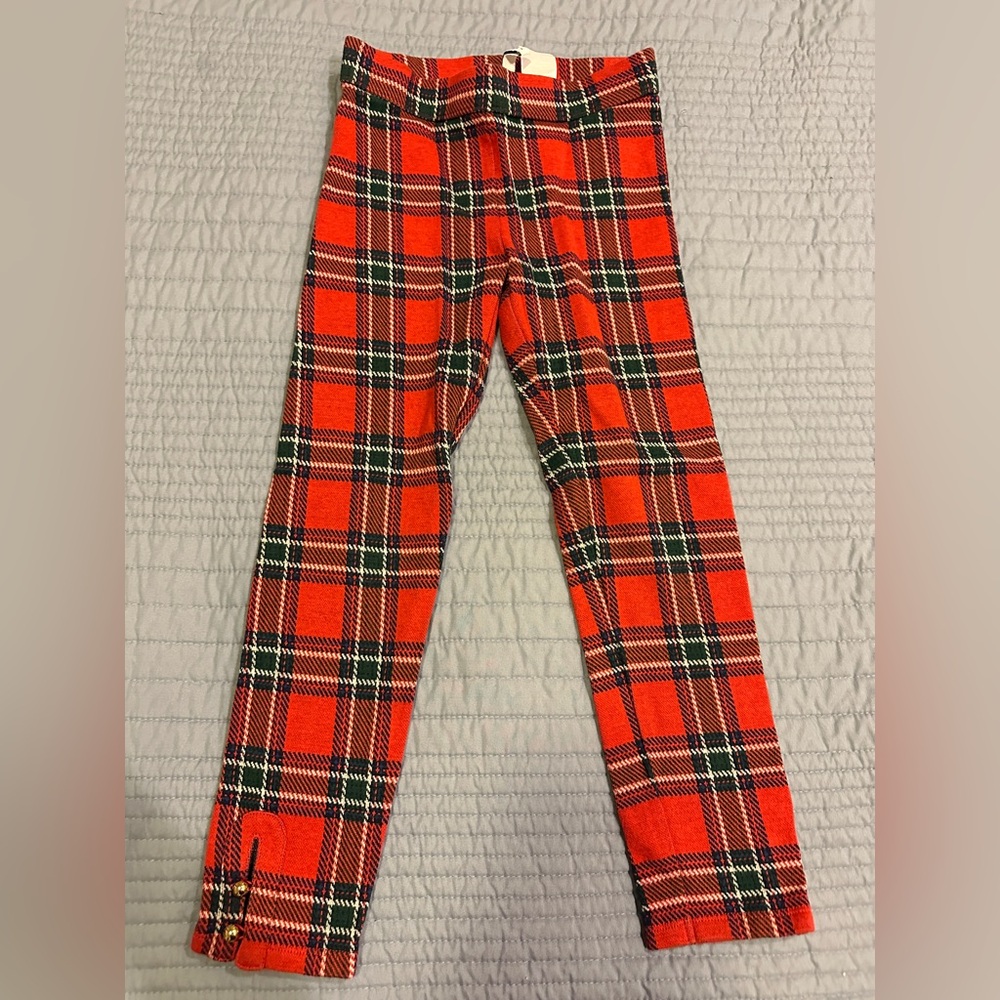 Janie and Jack Red and Black Plaid Leggings